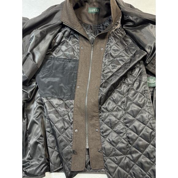 Ralph Lauren Coat Mens Size 44R Removable Lining Long Brown Overcoat Rain Jacket - Picture 4 of 9